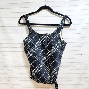 LE COVE TANKINI SWIM TOP, SZ 14, W TIE DETAIL LIKE NEW!